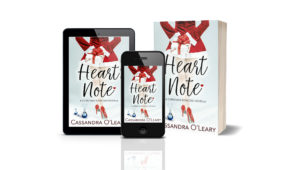 Image of 3D book, ereader and phone with Heart Note cover design
