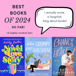 Best Books Instagram graphic with pink background and book covers