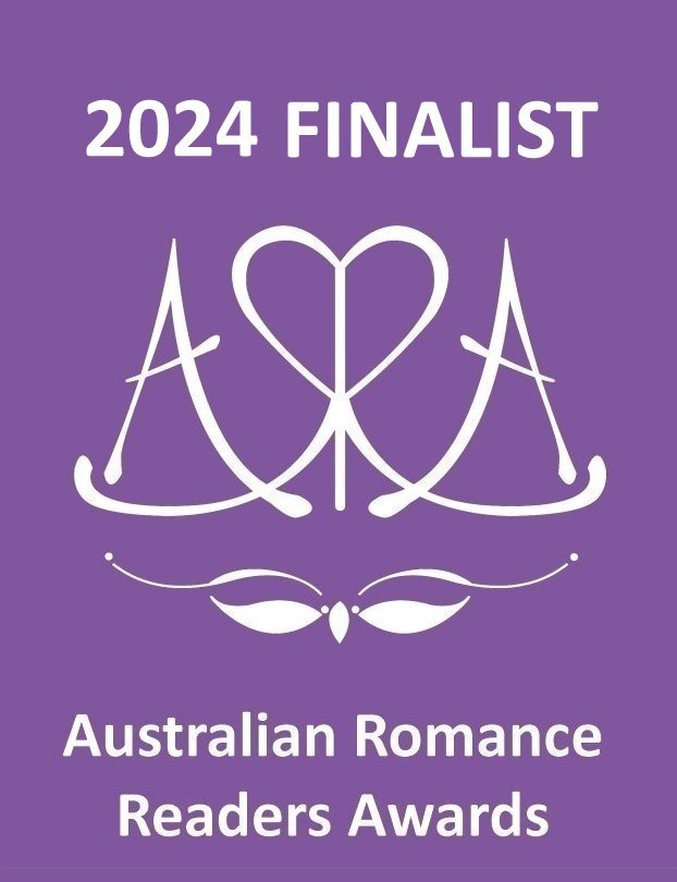 Australian Romance Readers Awards 2024 Finalist graphic in purple and white colours