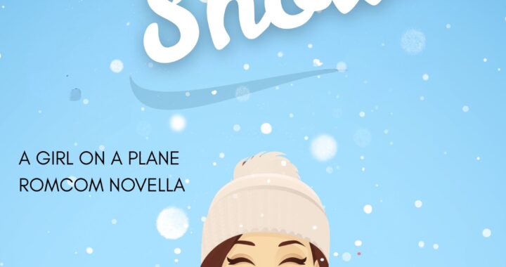Girl in the Snow ebook cover, with illustrated design of a young woman wearing a wool hat and scarf in a snowy landscape with a plane in the sky. Cover design by Cassandra O'Leary using stock illustrations under licence from Shutterstock.